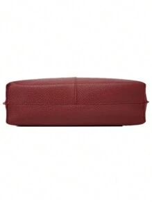 Ladies' Pu Leather Top Handle Shoulder Bag With Detachable Shoulder Strap And Zipper Pocket