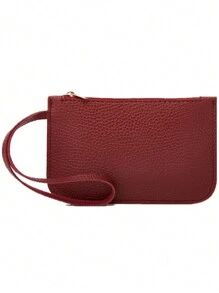 Ladies' Pu Leather Top Handle Shoulder Bag With Detachable Shoulder Strap And Zipper Pocket