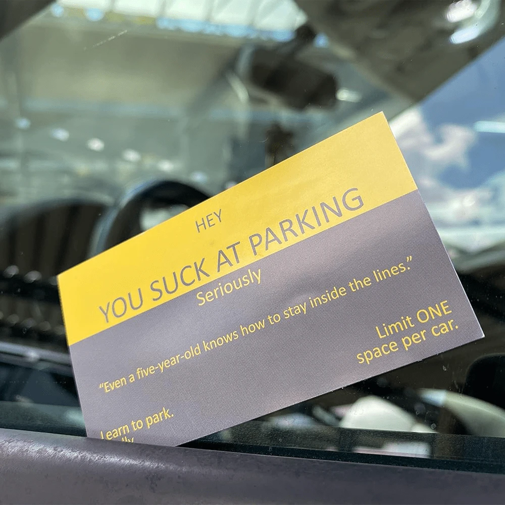 10/30/50/100Pcs You Suck At Parking Funny Offensive Non Sticky Bad Parking Business Cards Behind Wiper For Learn To Park - Yellow - View 1
