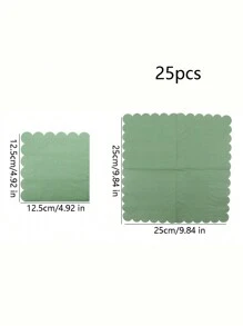 25pcs Disposable Party Tableware Sage Green Fan Shaped Napkins For Decoration, Birthday Party, Wedding, Gathering , For Christmas Party