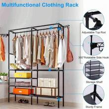Closet Clothes Organizer Wardrobe Double Side Hook - BLACK - Black - View 8