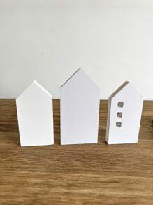 3pcs/Set White Artificial Small House Decoration Ornaments - White - View 7