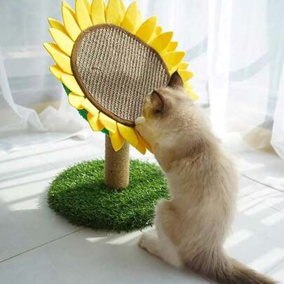 LIVINGANDHOME Living And Home Cat Sisal Straching Post,Sunflower Cat Climbing Tree,Cat Claw Scratcher Pole ,Scratching Board Interactive Cat Claw Toy For Indoor Cats