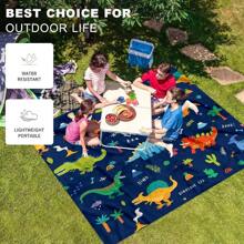 1個卡通恐龍印花野餐露營墊,輕盈、防水、防沙 - 非常適合野餐、露營和戶外冒險！ - 彩色 - 查看 1