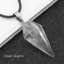 Péndulo En Forma De Cono Hexagonal Y Hexágono Con Forma De Rombo Colgante De Cristal Natural - Péndulo rombo hexagonal - Ver 8