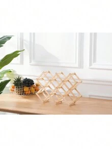 1PC Wooden Wine Display Rack, Living Room Wine Cabinet Storage Rack (High-End) - Wood Color-can Hold 6 Bottles - View 7