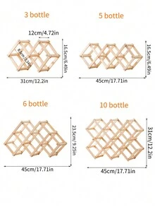 1PC Wooden Wine Display Rack, Living Room Wine Cabinet Storage Rack (High-End) - Wood Color-can Hold 6 Bottles - View 2