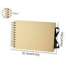 1pc Vintage Style Diy Photo Album With Bowknot, 6 Inches Kraft Paper Line Bound Scrapbook - Multicolor - View 2