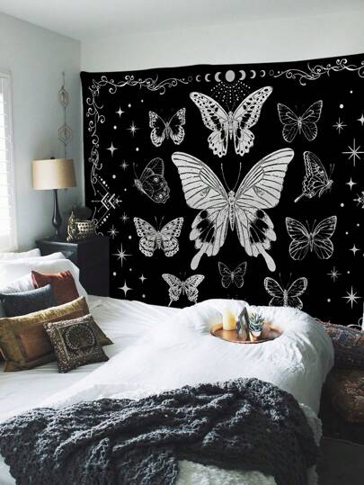 1 adet Kelebek Baskılı Goblen, Modern Stil Polyester Elyaf Kare Dekoratif Duvar Askısı, Oturma Odası ve Yatak Odası Dekorasyonu, Oda Bayrağı, Oda Dekoru, Goblen, Duvar Dekoru, Duvar Sanatı, Ev Dekoru, Oda Eşyaları, Oda Bayrakları, Goblenler, Duvar Gobleni