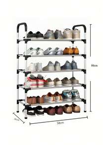 5/6 niveles Zapatera Organizador, Rganizador Zapatos Rack de Acero Inoxidable, Organizador para Zapatos y Juguetes, Zapatero para Entrada, Puerta, Garaje, Dormitorio, Guardarropa - Negro - Ver 8