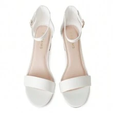 Daisy Low Heel Sandals For Women Block Heel With Ankle Strap Open Toe Elegant For Spring/Summer Valentine Bridesmaid Wedding Date Party Prom Evening Homecoming Versatile Dress Shoes Bridal Anniversary Mother's Day Business Casual - 白緞 - 查看 3