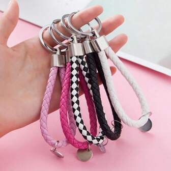 1pc Creative Braided Leather Keychain, Diy Crystal Droplet Decoration, Crafts & Gifts, Keyring, Cartoon Character Pendant, Lovely Ins Backpack Accessory, Key Holder, Keyring Chain Car Accessories Bag Charm School Cute Goth Y2k Bag Accessories Lanyards With Id Holder Car Accessories Bag Charms