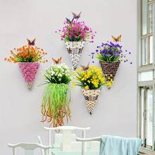 15束人工花卉，配有模擬蝴蝶，戶外塑料植物，防UV不褪色假花，適用於家庭花園/婚禮/農舍門廊/辦公室/復活節/春季裝飾包 - 混色 - 查看 7