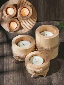 1個木製蠟燭架,木樁茶燭架,適用於婚禮,生日,餐桌等桌面中心裝飾 - 彩色 - 查看 2