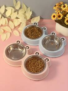 Suministros Para Mascotas Cuencos Dobles De Acero Inoxidable Con Diseño De Dibujos Animados Para Comida Y Agua De Perros Y Gatos