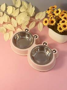 Suministros Para Mascotas Cuencos Dobles De Acero Inoxidable Con Diseño De Dibujos Animados Para Comida Y Agua De Perros Y Gatos