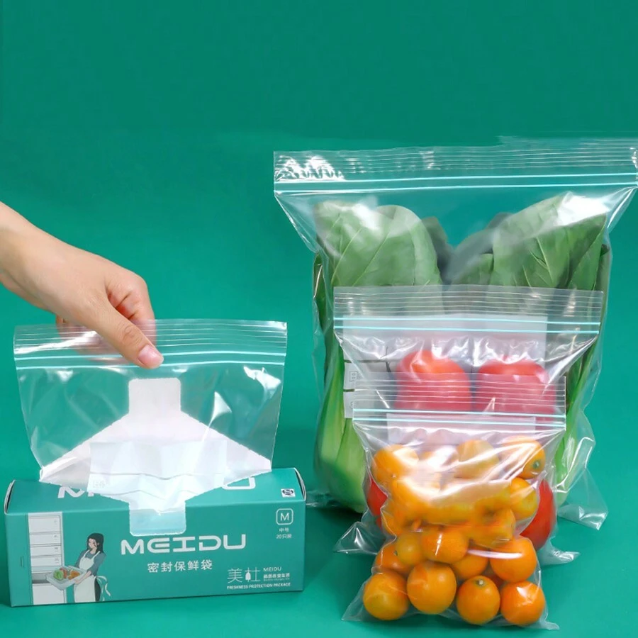 Bolsas transparentes con cierre hermético y resistentes, bolsas de almacenamiento de alimentos a prueba de aire para refrigerador/congelador - transparente - Ver 1
