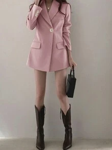 Saco Blazer Dama, Negro, Rosa ,Caqui - Rosa - Ver 5