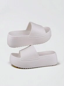Women's Platform Thick-Soled Sandals,Fashionable And Comfortable Wedge Slide Sandals,Beach Slippers,White - White - View 4