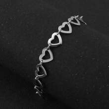 1pc Classic Gold And Silver Stainless Steel Heart Shape Bracelets For Women For Mother Day