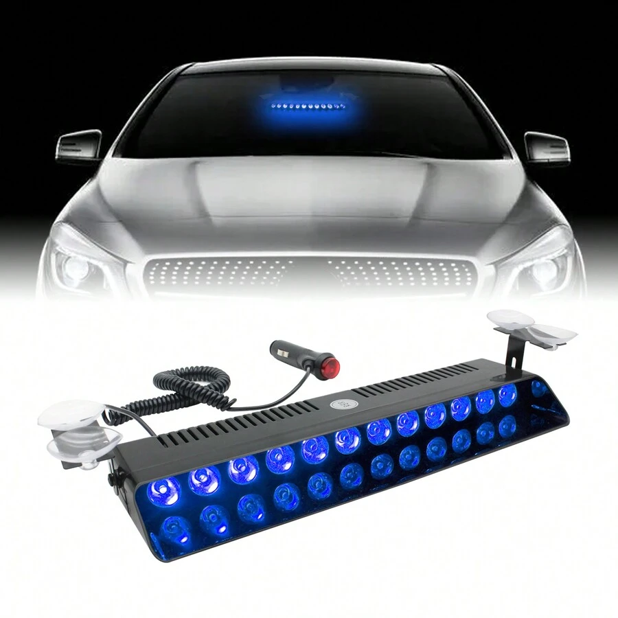 EINERCAR 13.5-Inch Blue Led Emergency Dashboard Strobe Light Bar With Suction Cups For Interior Windshield, Suitable For Police Enforcement, Firefighters, Trucks, Etc. - Blue - View 1