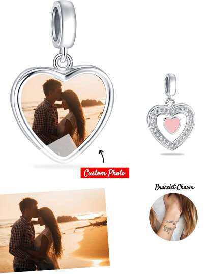 1pc Personalized Custom Photo Bracelet Charm For Women Mother, Picture Necklace Charm, Photo Anklet Charm, Heart Round Square Beads Gift For Daughter Present Girlfriend Wife Best Friend,Silver,Stylish,Colorful,Vintage,Unisex,Hipster,Simple,Casual,Custom,Personalized,Unique,Ideal Gifts For Him,Ideal Gifts For Her,Her,Boyfriend,Girlfriend,Dad,Mom,Family,Friends,For Anniversaries,For Birthdays,For Graduation,For Prom,For Party,Jewelry Women,Elegant Outfit,Chic Autumn,Jewelry & Watches,Customized Fashion Photo Beads