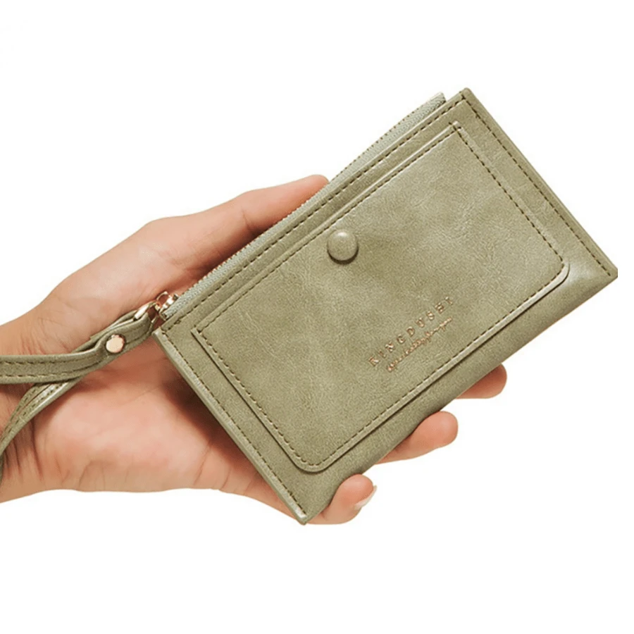 Multi-Slot Mini Coin Purse, Fashionable Korean Style PU Small Wallet - Army Green - View 1