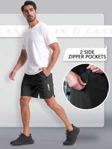 Boyfriend Style Men Workout Athletic Shorts 7 Inch Inseam Quick Dry Hiking Shorts Boyfriend Style Men Lightweight Sports Gym Shorts Running - Black - View 7