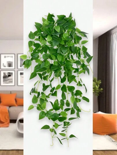 1 件，人造植物墙饰，假悬挂植物，绿植仿假常春藤装饰，适用于家居装饰室内室外墙壁房间露台办公桌架，房间装饰，美学房间装饰，花园装饰，家居装饰，情人节，礼物