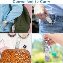 Portable Bling Keychain Storage Box 2 Compartments Small Travel Storage Case Pill Organizer Outdoor Rhinestone Waterproof Small Pill Holder With Keychain Cute Storage Box For Outdoor Camping Case