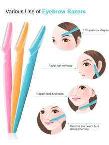 3 件套修眉刀、毛发修剪器、剃须刀和强力工具、带盖面部剃须刀、Dermaplaning 剃须刀工具 | 护肤派对礼品、美发产品和理发沙龙美容旅行必备配件 - 彩色 - 查看 7