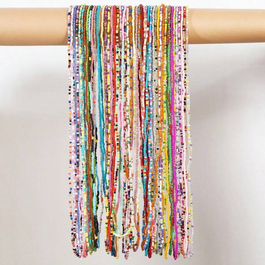 Minimalistischer, sexy Körperkette für den Strand, handgefertigt aus Glas- und Samenperlen. Elastisches Design in mehreren Farben, perfekt für Party-Mädchen oder als Halloween Geschenk