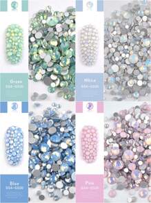 2G/1Beutel Opal 3D Nagelkunst Strasssteine ohne Heißkleber, funkelnde Kristall Strasssteine, Pink Weiß Blau, DIY Nageldekoration, Nagelzubehör - Verschiedenfarbig - Übersicht 1