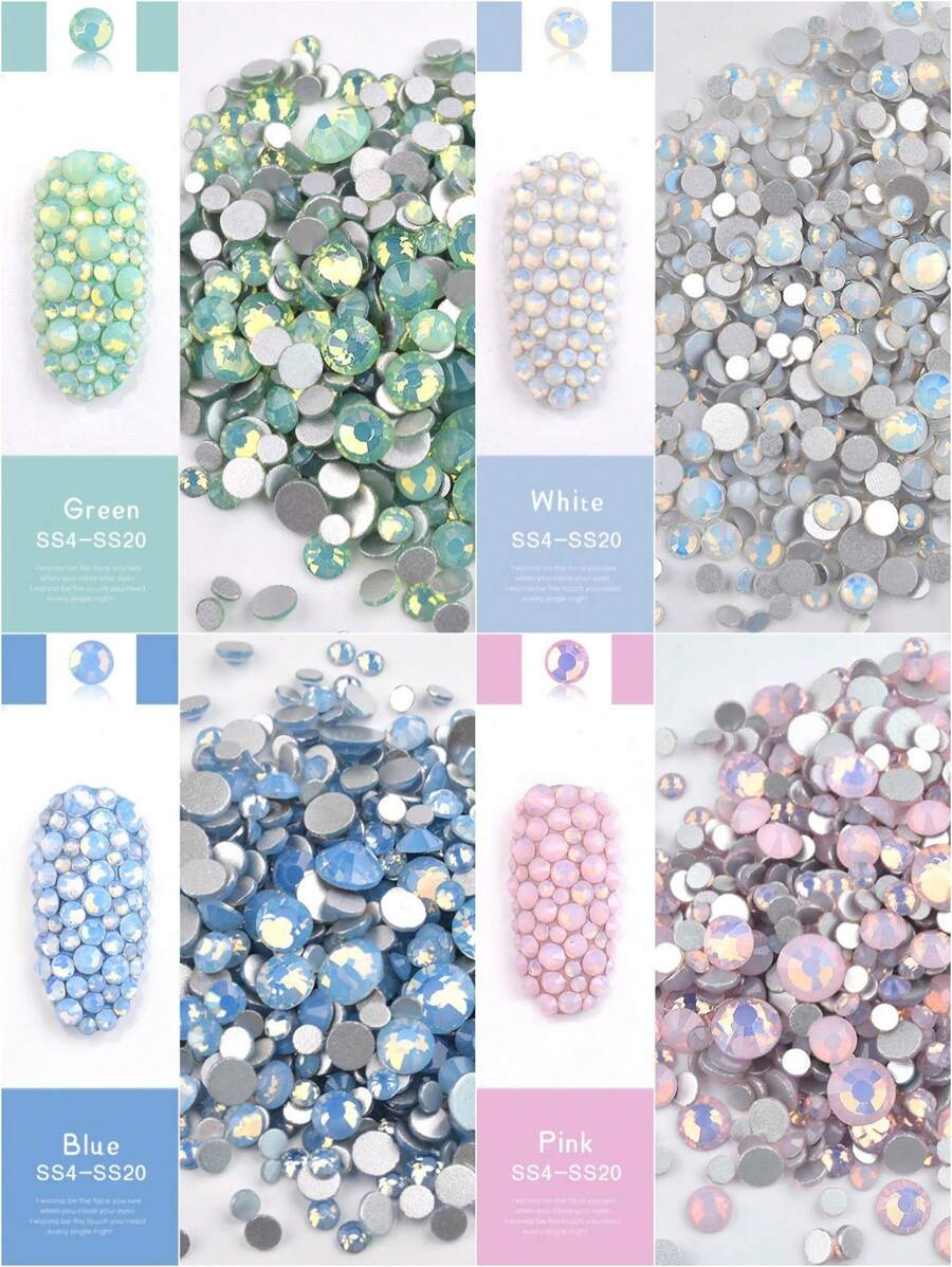 2G/1Beutel Opal 3D Nagelkunst Strasssteine ohne Heißkleber, funkelnde Kristall Strasssteine, Pink Weiß Blau, DIY Nageldekoration, Nagelzubehör - Verschiedenfarbig - Übersicht 1