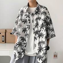 Camisas hawaianas para hombres, Camisas hawaianas para hombres, Vacaciones de verano, Camisas hawaianas casuales con botones para hombres,Camisa Hawaiana Hombre Manga Corta con Botones Camisas Tropicales Vacaciones Casual Top, Camisa Hawaiana Hombre Manga Corta Verano Colores Camisa Hawaiana Estampada de Palmeras Flores Casual Playa Camisas Hawaianas - Blanco y Negro - Ver 1