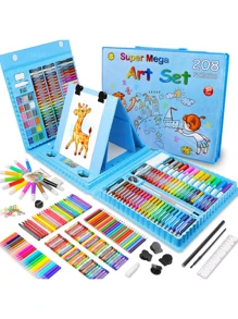 208 Kit de colores set de dibujo arte Maletín Portátil Acrílico, Juego De  pintura gouache pinturas acuarela Plumones Acuarelas Dibujo lapices de dibujo para  Niños ,Set Lápices Estuche Profesional Artista papeleria  Colores Profesionales Marcadores Acuarela Lápices Niños Kit De Dibujo Y Pinturas Crayon Sets artisticos pinceles - Azul - Ver 1