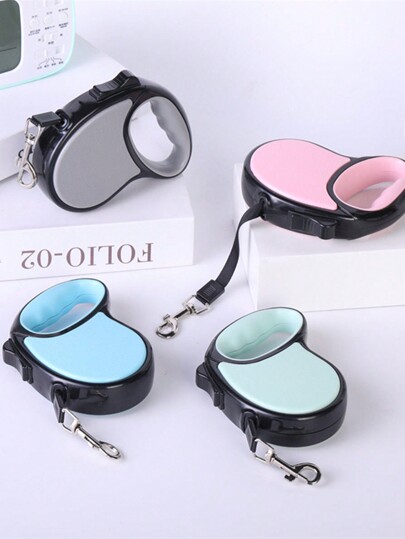 1 Peça 3m/5m Pequena Trela Automática De Animal De Estimação À Prova De Riscos Com Cor Macaron E Capa De Concha Com Textura Fosca