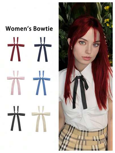 pooting bear 1pc Women's Woven, Simple Solid-Colored Narrow Handle Tie, Suitable For Daily Decoration, Jk Style,School  Accessories Women