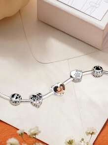 1 peça Charme de Pulseira Personalizado com Foto para Mulher Mãe, Charme de Colar com Foto do Dia das Mães e dos Pais, Charme de Pulseira de Tornozelo com Foto, Contas de Coração com Impressão de Pegada de Patas - Presente para Pai, Filha, Namorada, Esposa e Melhor Amiga
