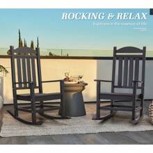 Rankok Patio Rocking Chairs,Poly Lumber Rocker,All Weather Rocking Chair Outdoor,High Back Porch Rocker,Rocking Chairs For Porch - Black - View 5