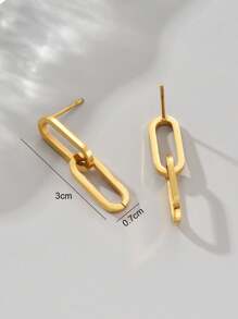 1 Pair 18K Gold Plated Stainless Steel Round Earrings, High Quality Jewelry Suitable For Daily Wear, Holiday/Mother's Day Gift