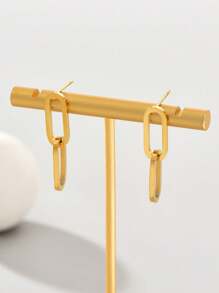 1 Pair 18K Gold Plated Stainless Steel Round Earrings, High Quality Jewelry Suitable For Daily Wear, Holiday/Mother's Day Gift