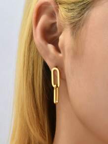 1 Pair 18K Gold Plated Stainless Steel Round Earrings, High Quality Jewelry Suitable For Daily Wear, Holiday/Mother's Day Gift