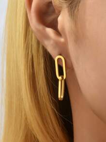 1 Pair 18K Gold Plated Stainless Steel Round Earrings, High Quality Jewelry Suitable For Daily Wear, Holiday/Mother's Day Gift