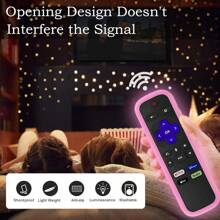 Vỏ bọc điều khiển từ xa bằng silicon cho Roku TV Express 4K+ HD Streaming Stick 4K Premiere Streambar Soundbar LE SE Thiết bị phát phương tiện truyền thông trực tuyến, Vỏ bọc điều khiển từ xa phát sáng trong bóng tối có dây buộc cho điều khiển từ xa Roku TV / Điều khiển từ xa Roku Simple / Điều khiển từ xa bằng giọng nói Roku (Không có giắc cắm tai nghe) - Hồng - Xem 6