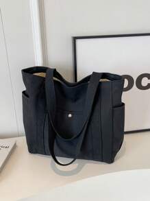 Fashionable Canvas Tote Bag, Versatile Shoulder Handbag,Preppy Book Bag For Book Week, Fashionable Tote Bag With Zipper, Large School Tote Bag, Multiple Compartments, Perfect For Beach, School, Work & Daily Use, Literary School Bag For Teens, Book Bag For Women Or Students, Perfect For Books, Shopping, Back To School And More