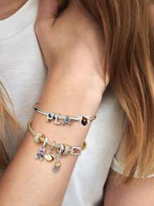 1 peça Charme de Pulseira Personalizado com Foto para Mulher Mãe, Charme de Colar com Foto do Dia das Mães e dos Pais, Charme de Pulseira de Tornozelo com Foto, Contas de Coração com Impressão de Pegada de Patas - Presente para Pai, Filha, Namorada, Esposa e Melhor Amiga