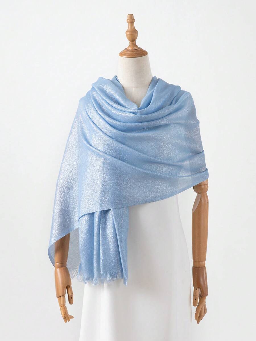 Pañuelo/hijab/pañuelo de cuatro caras impreso con hilo dorado/plateado, accesorio de playa para invierno y otoño - Multicolor - Ver 1