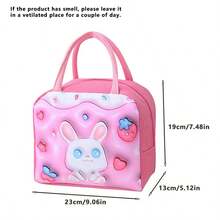 1 pieza Bolsa de almuerzo con diseño lindo de elefante azul de caricatura - Multicolor - Ver 2