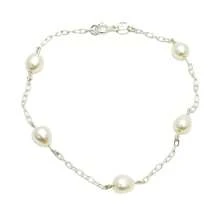 Pulseira Perola Natural Agua Doce Prata Legitima 925 - Prata - Visão 1
